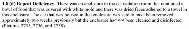 Isolation Not Cleaned in 2 Weeks