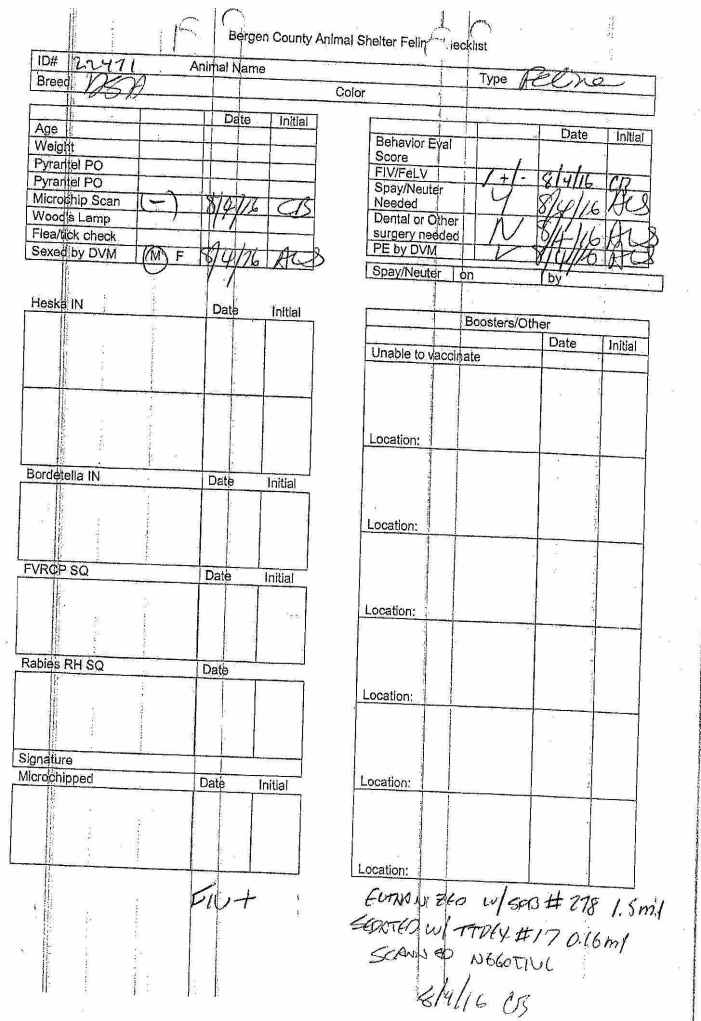 22471 Medical Record and Euthanasia Record