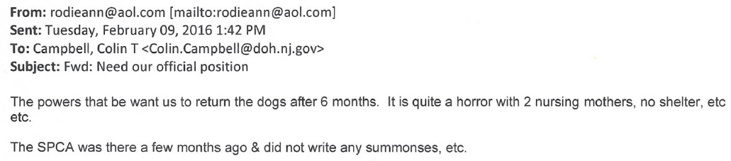 Roseann Trezza Email to Colin Campbell Pt 1