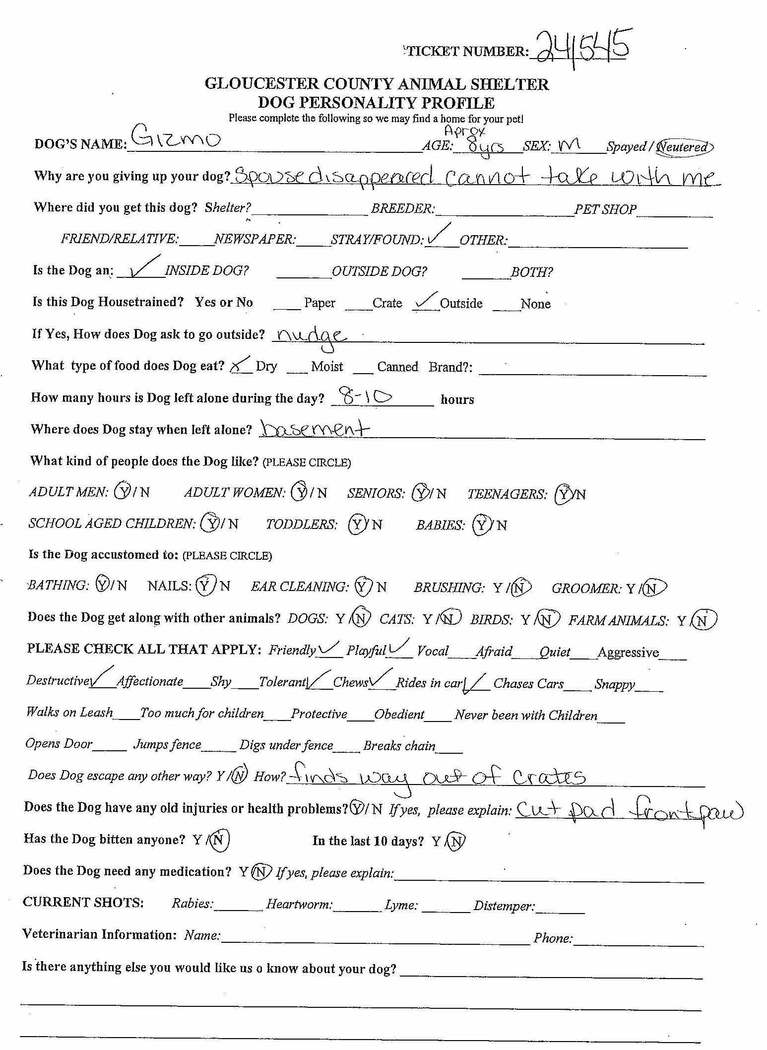 GCAS 241545 Dog Profile